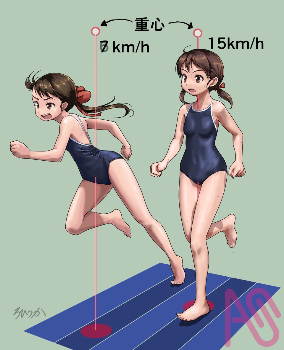 走ってる子を観察して Illust of ろひつか girl スク水 oc loli