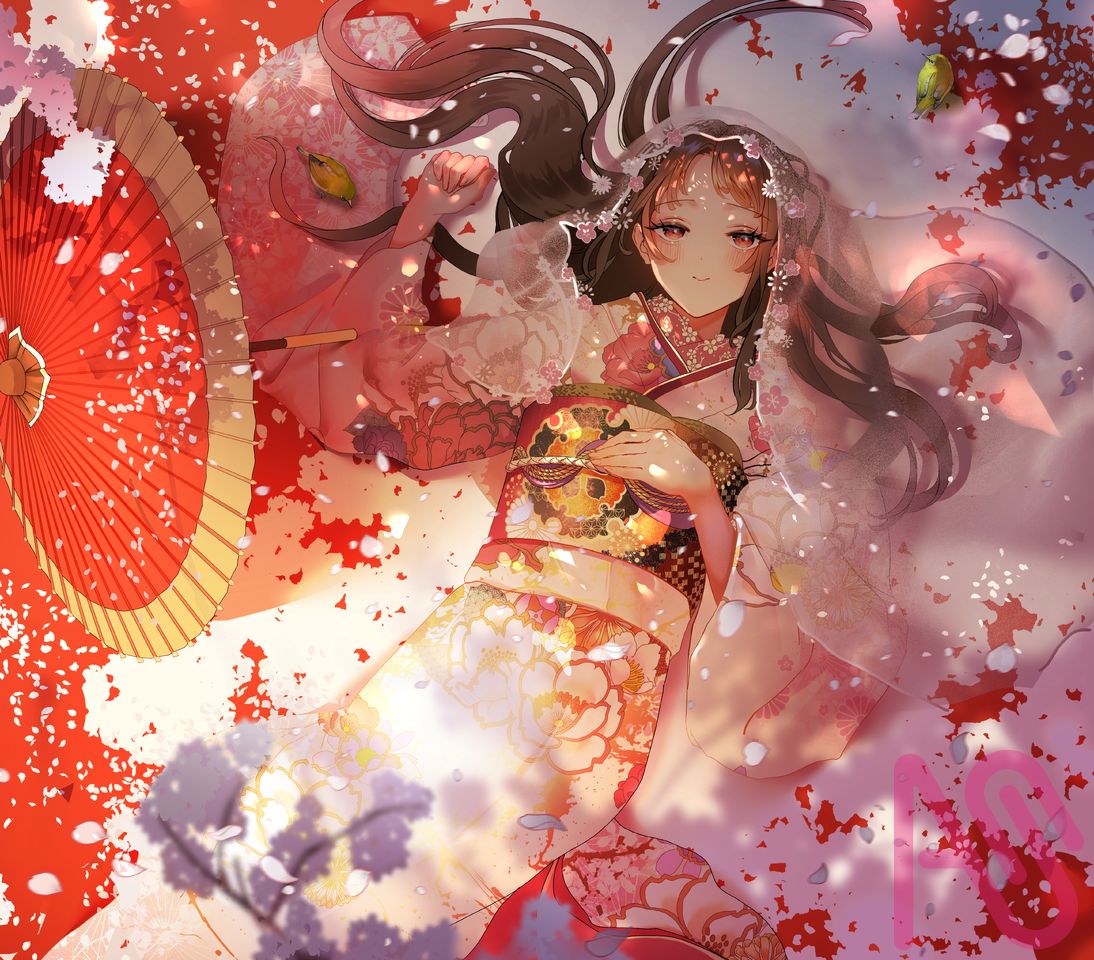 桜花爛漫 Illust of 襟栖レイジ Japanese_style girl sakura original oc red kawaii