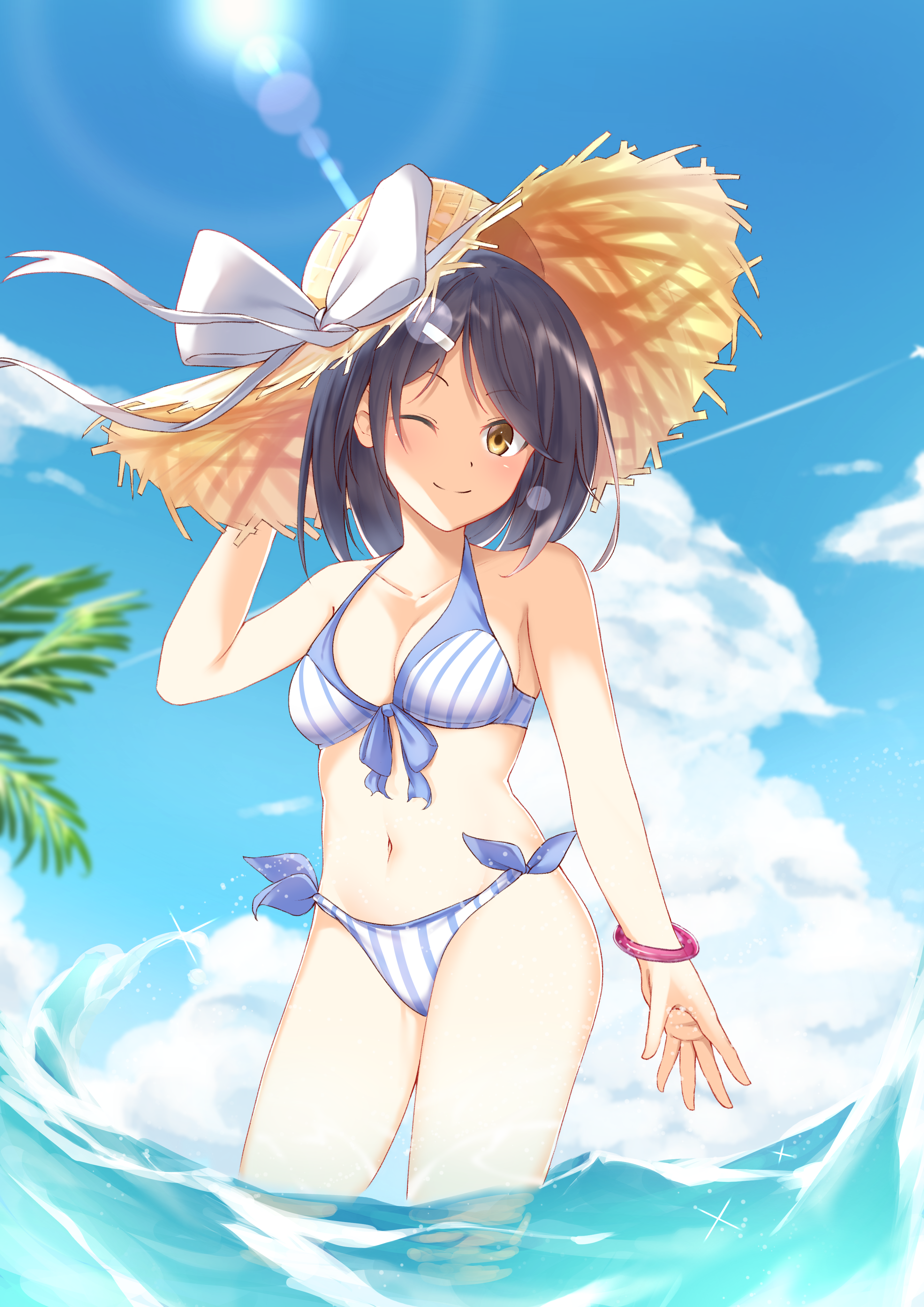 アニメスタイル 水着 女性キャラクター 絵画 アニメスタイル 水着 女性キャラクター 絵画