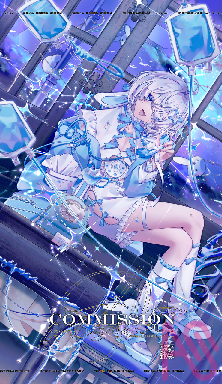 依頼絵 Illust of ヤミ咲 drawing オリジナルキャラ illustration art 水色 digital commission kawaii 初心者のクズイラスト 絵柄が好みって人にフォローされたい