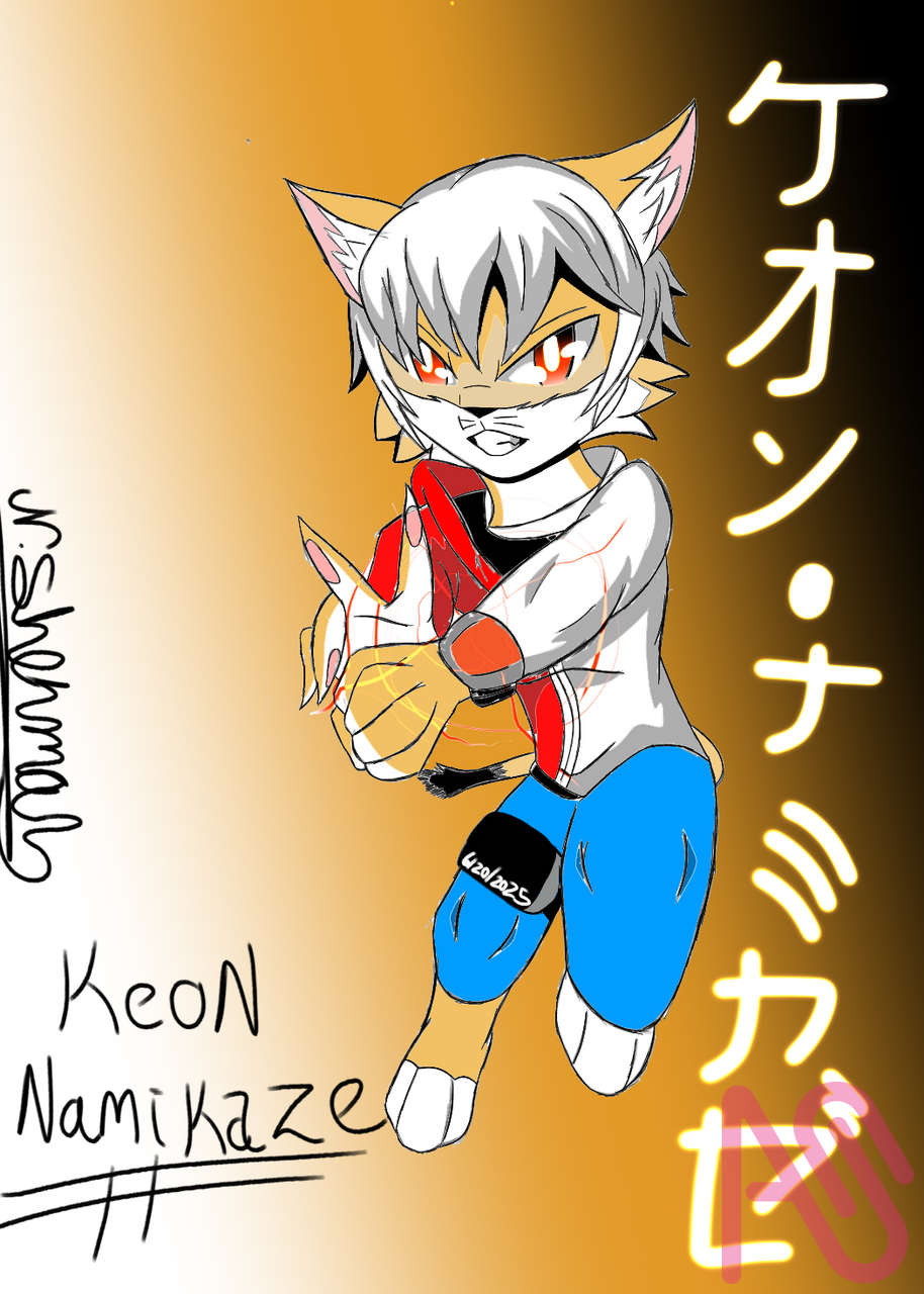 Keon Namikaze V2 Illust of Navaree sherman cat anime digital digitaldrawing shonen anthrofurry