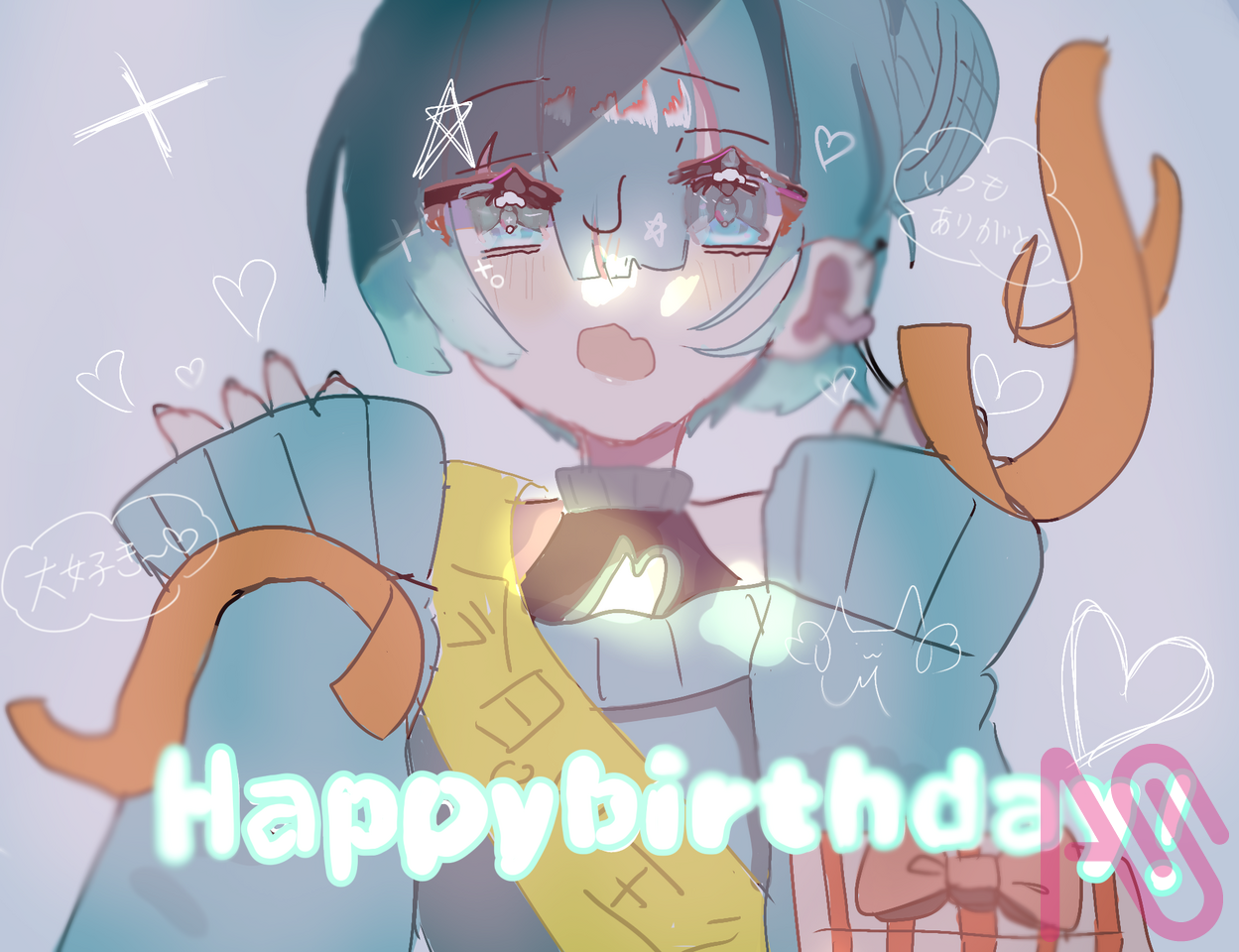 𝐇𝐚𝐩𝐩𝐲𝐛𝐢𝐫𝐭𝐡𝐝𝐚𝐲💙‪💕︎︎ Illust of ☁Meronnsoda☁―代選中― 拡散希望 絵師さんと繋がりたい めう推しの証拠 神絵師の子 ↑神絵師はこちら