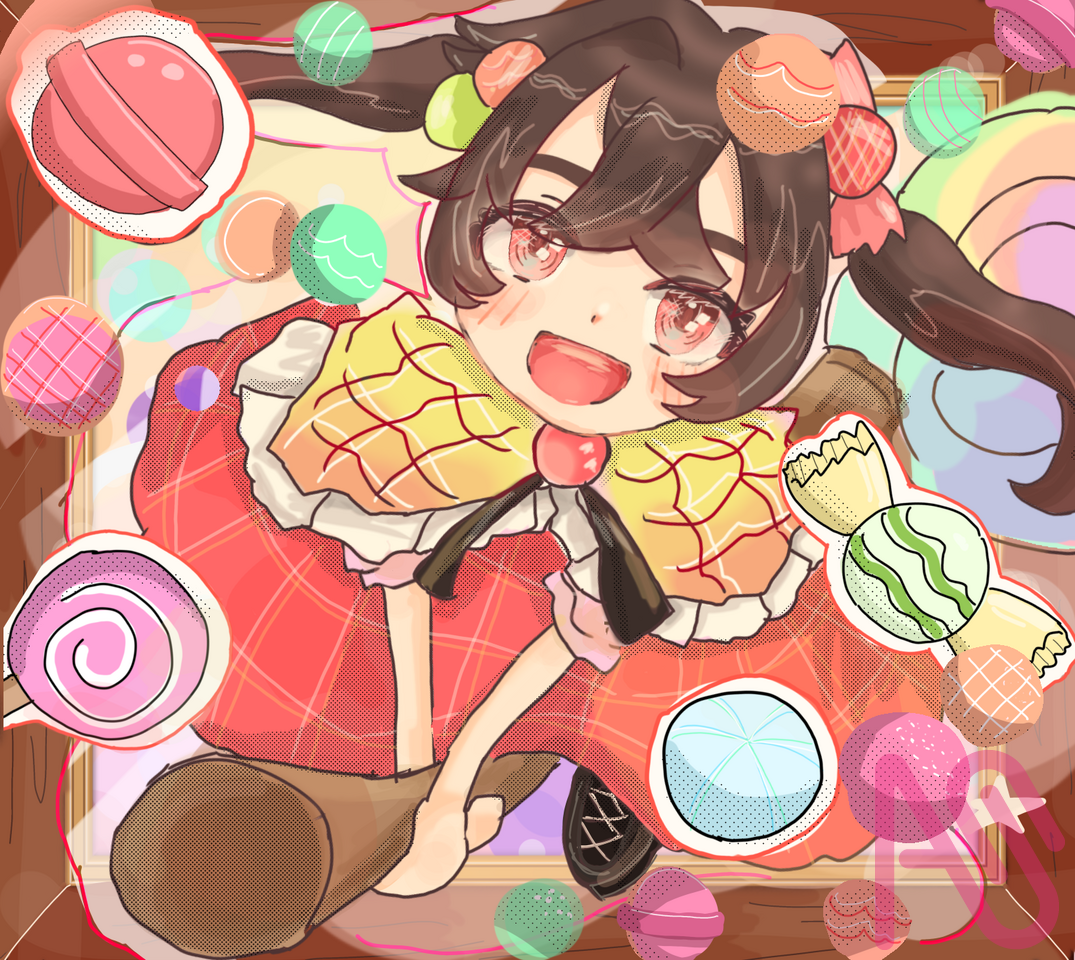 飛び出るキャンディの世界🍬 Illust of プリンちゃん ARTstreetMonthlyIllustrationContestMayThemeCandy girl digital oc キャンディ