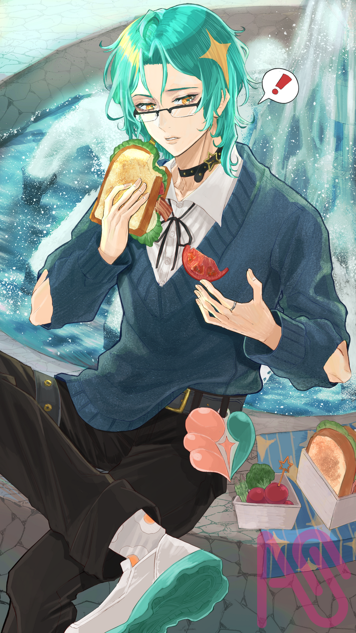 ランチタイム Illust of メモリ 野菜 fanart トマト illustration digital oc virtual_YouTuber 噴水 Vliver