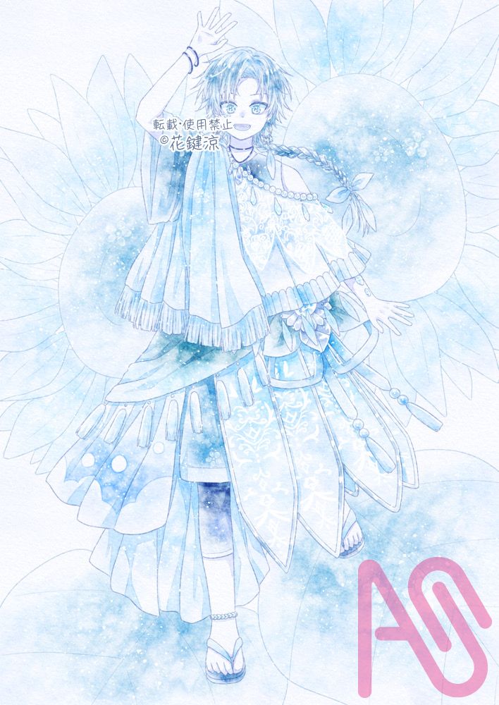 No.08 向日葵 Illust of 花鍵涼 blue watercolor illustration original boy