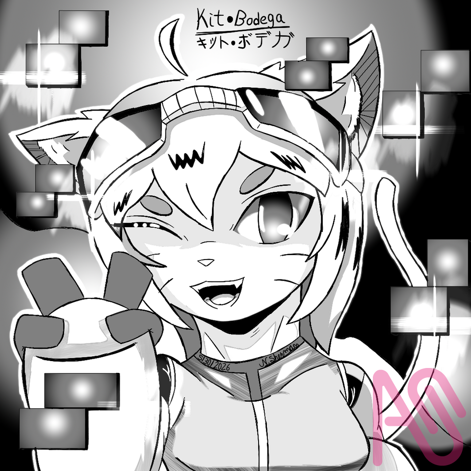 Kit Bodega (Game-o-Verse) Illust of Navaree sherman cat anime digital oc digitaldrawing mangaart anthrofurry NoAI gameoverse KitBodega