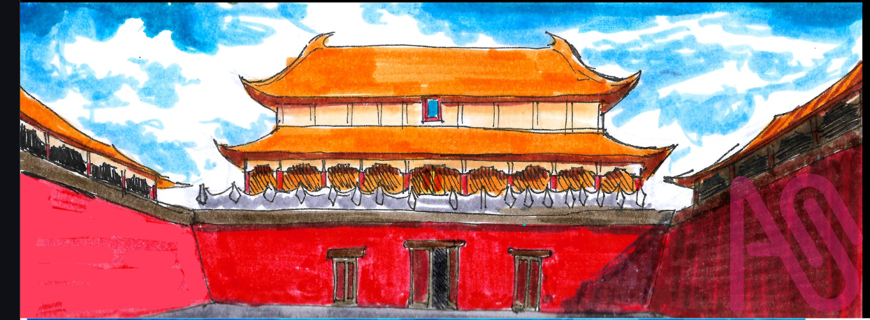 Chinese architecture 01 2022 Illust of DartC illustration art background handdrawn environment scene architecture markers