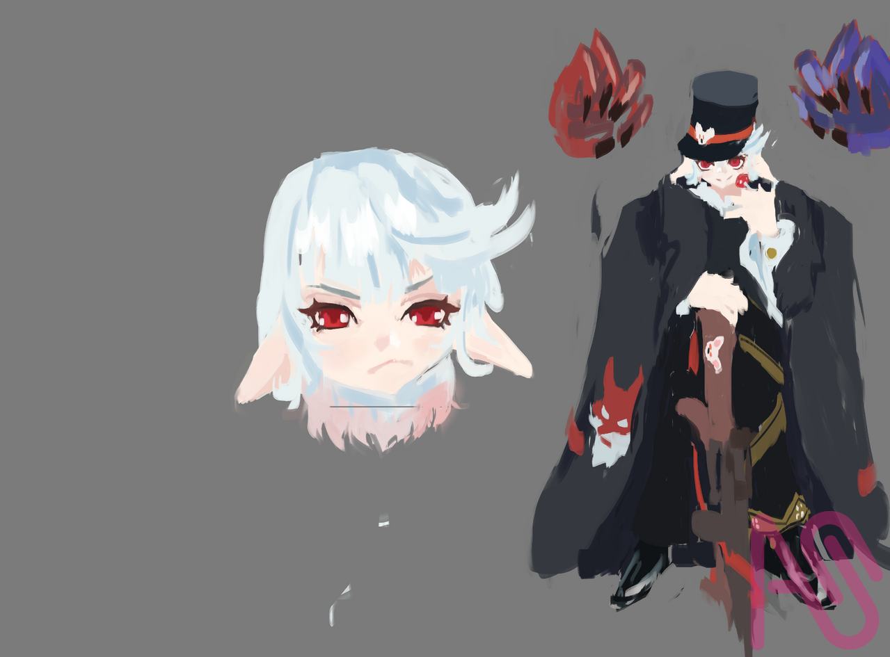 OC creation Illust of Potibuu demon girl woman elf oc man Werewolf