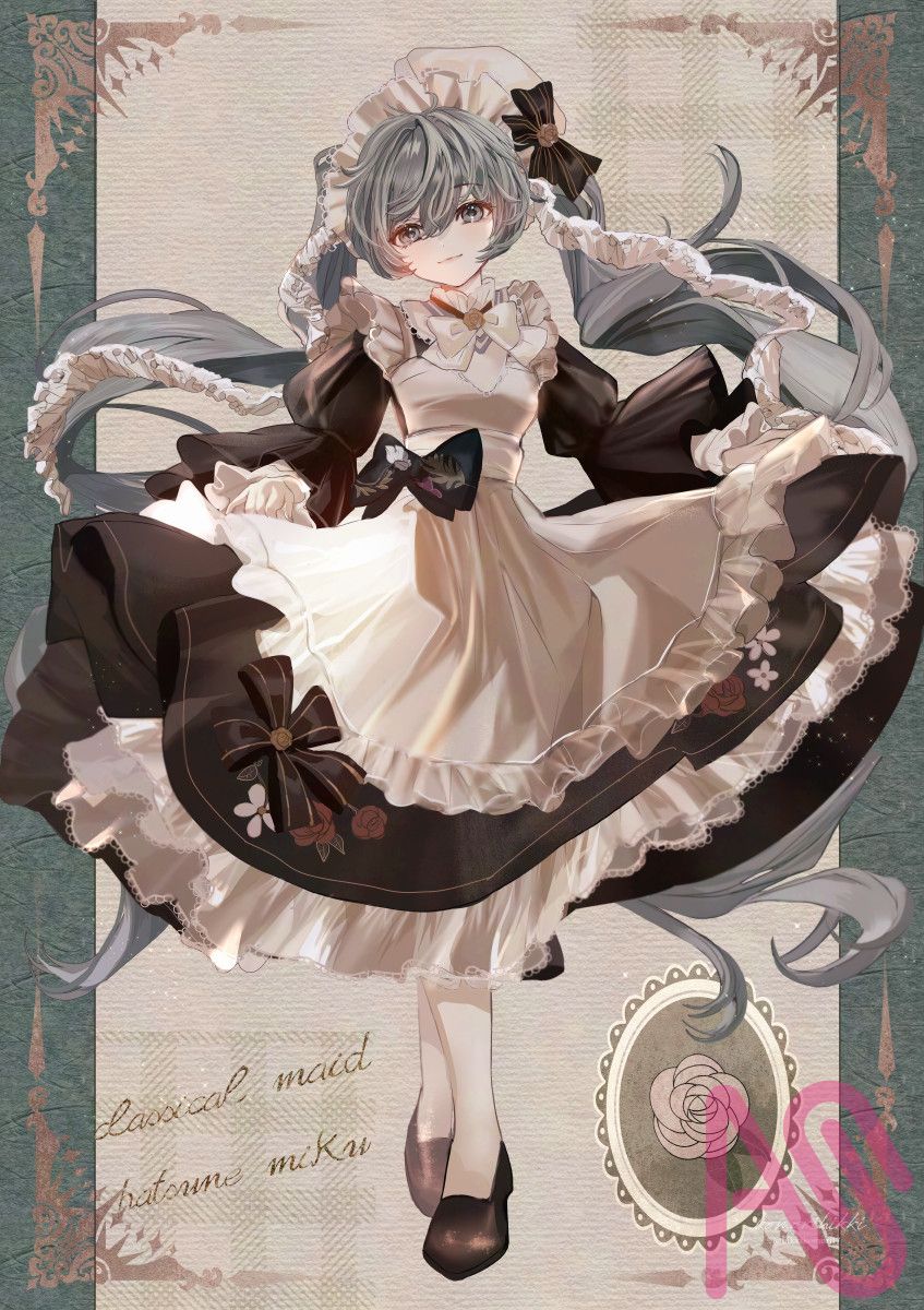 アンティーク×クラシカルメイドミク Illust of こもりひっき🦋初書籍★メルヘンファンタジー衣装アイデアbook maid fanfic girl fanart hatsunemiku VOCALOID illustration digital アンティーク