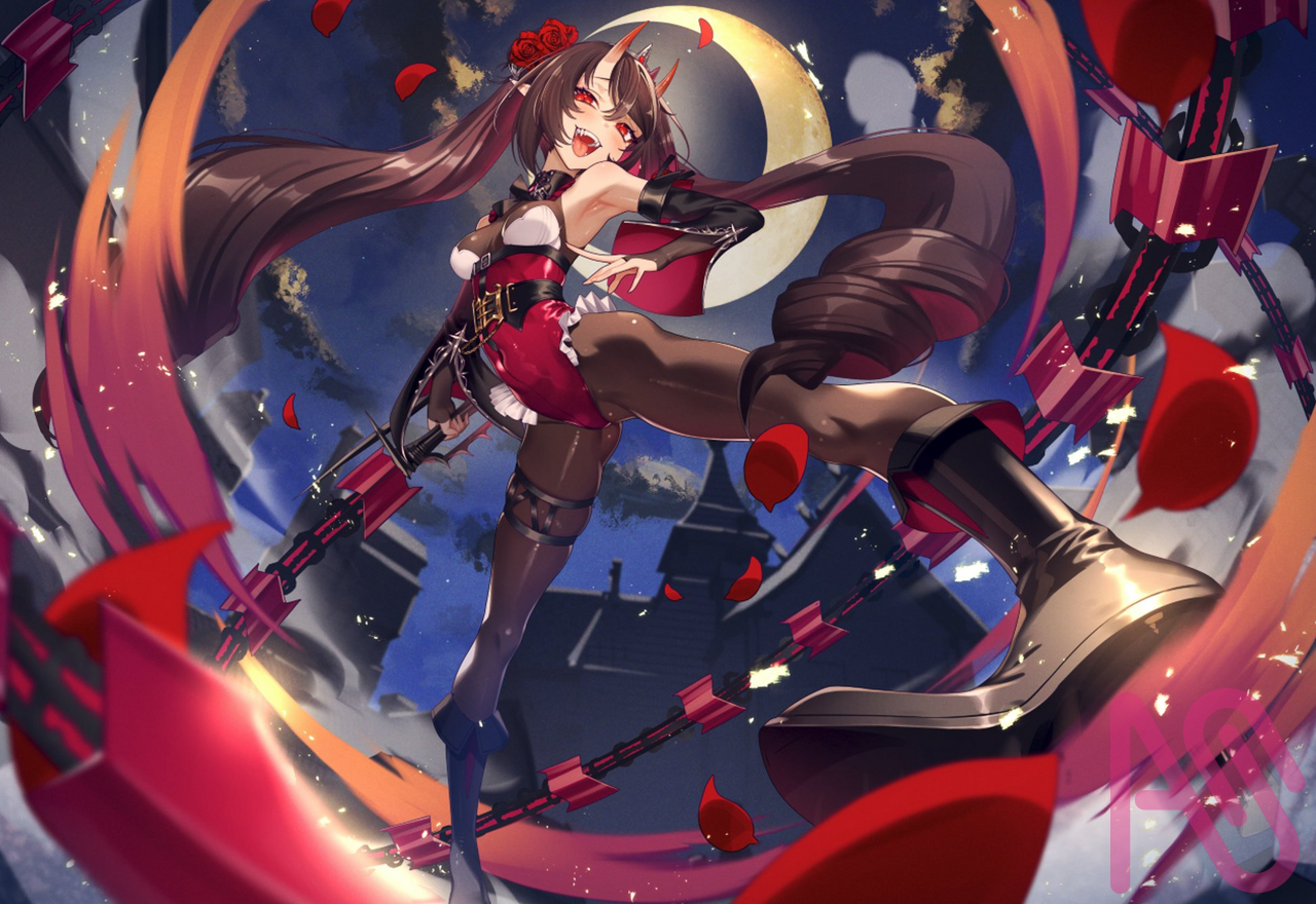 SKBリクエストありがとうございました！ Illust of cluseller girl moon horn おっぱい よその子 お尻 太もも おへそ 犬歯