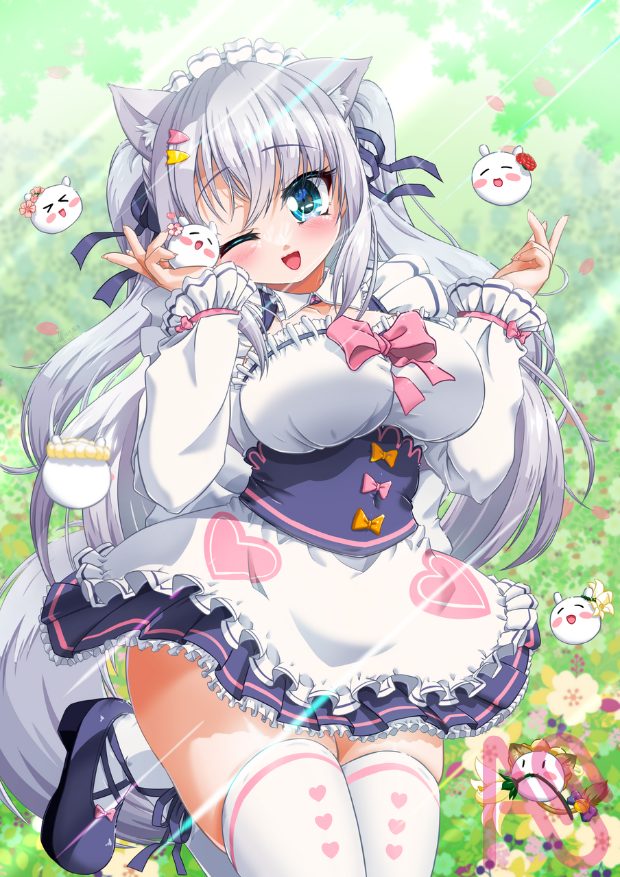 みしろちゃんお誕生日おめでとう♡ Illust of Misril(ミスリル) maid 巨乳 ふともも animal_ears virtual_YouTuber むちぷに のりプロ 白雪みしろ みしろんあーと