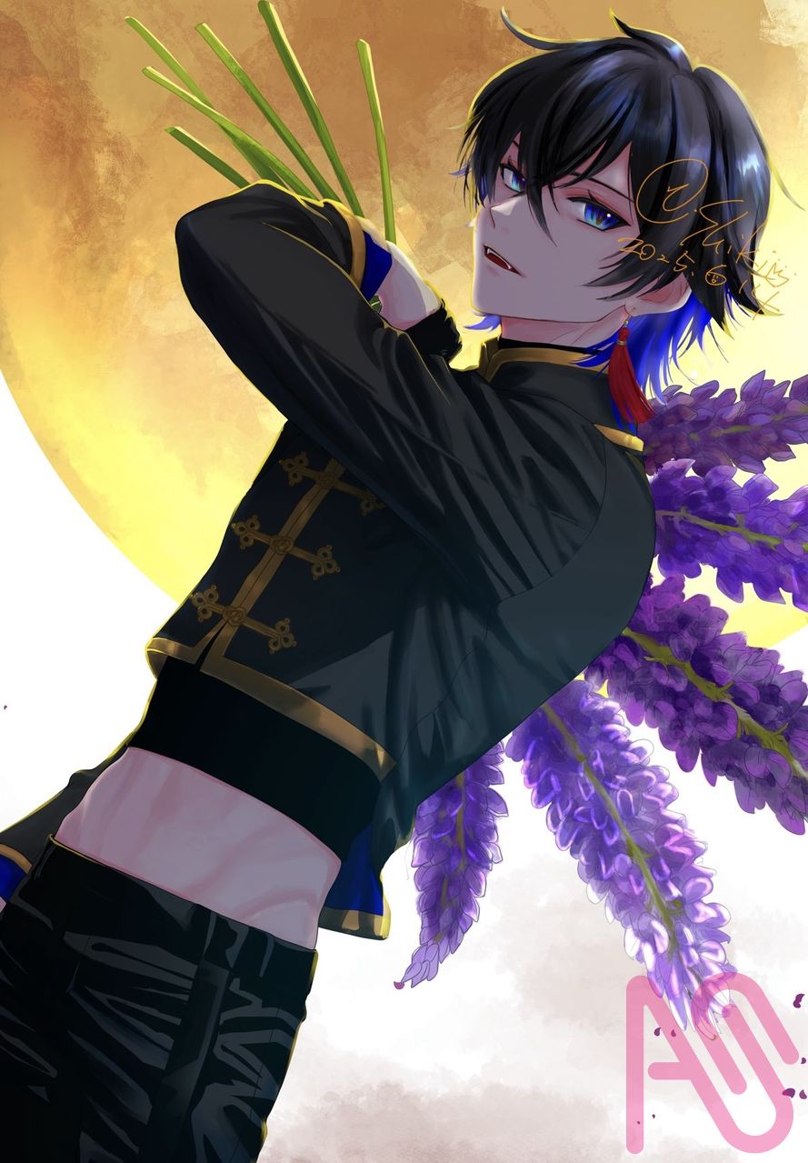  ＠：Rou.さんの代理 Illust of Shiki painting moon art オレンジ digital male boy flower 代理 ルピナス