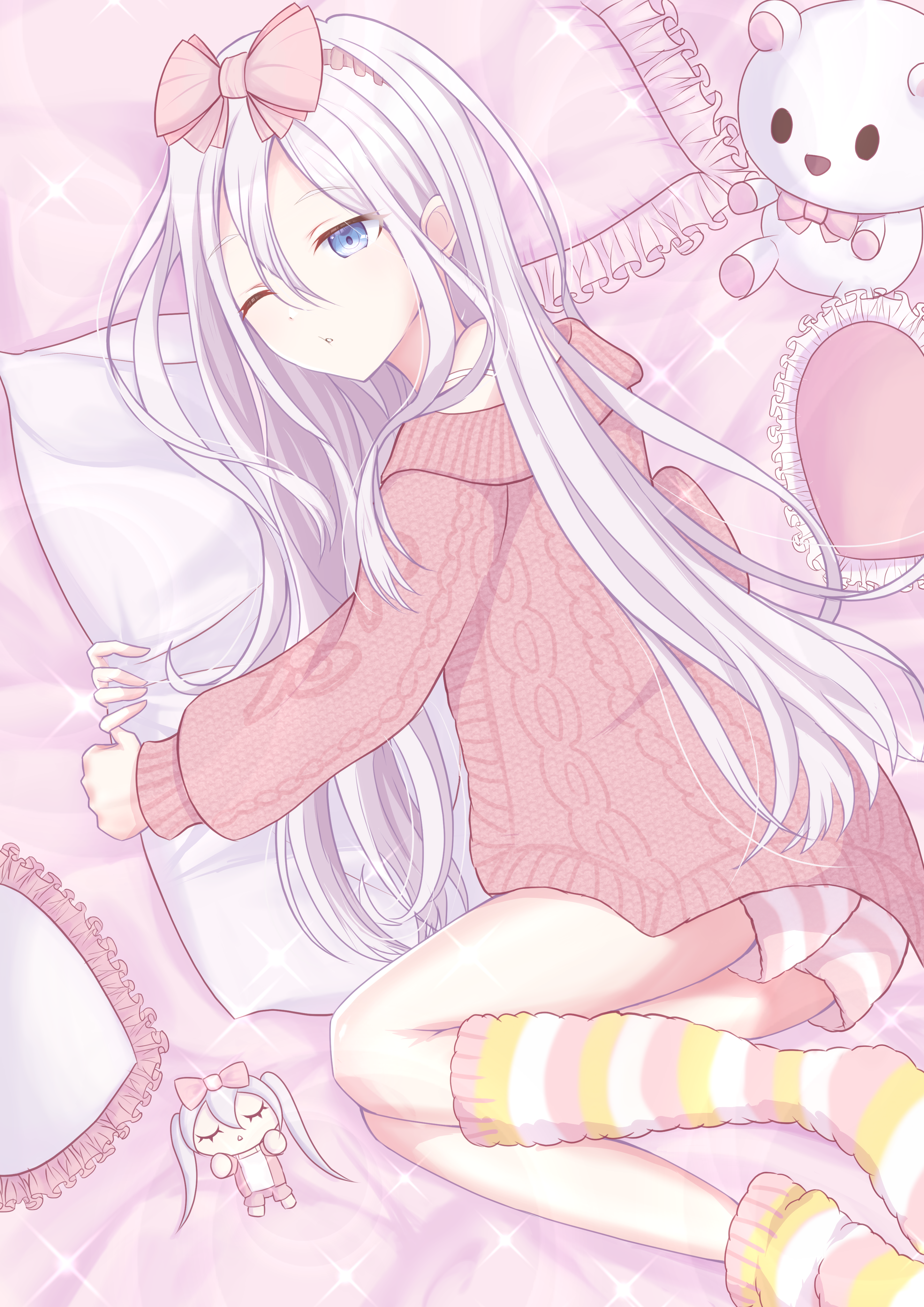 寝ぼけてるパジャマ姿の奏ちゃん 猫田にゃふ - Illustrations ART street