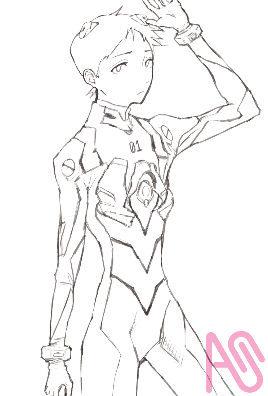 いかりシンジ  Illust of イシロ_Ishiro ✧ fanfic fanart blue art anime medibangpaint digital color 碇シンジ animeboy