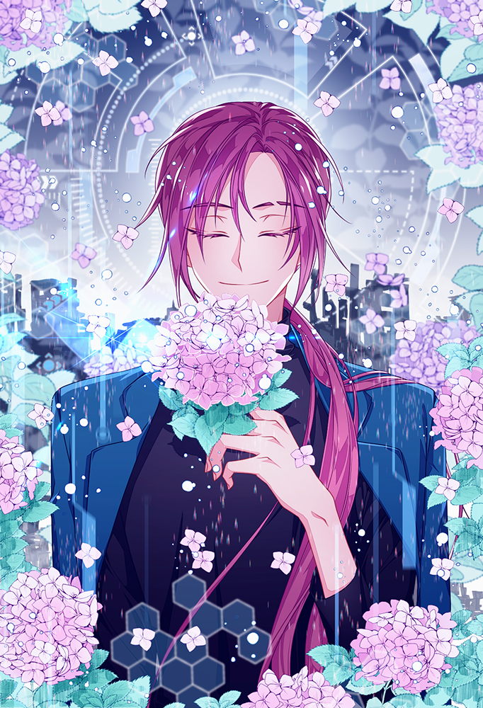 手描きイラスト＊オリジナル【紫陽花男子(薄紅)】