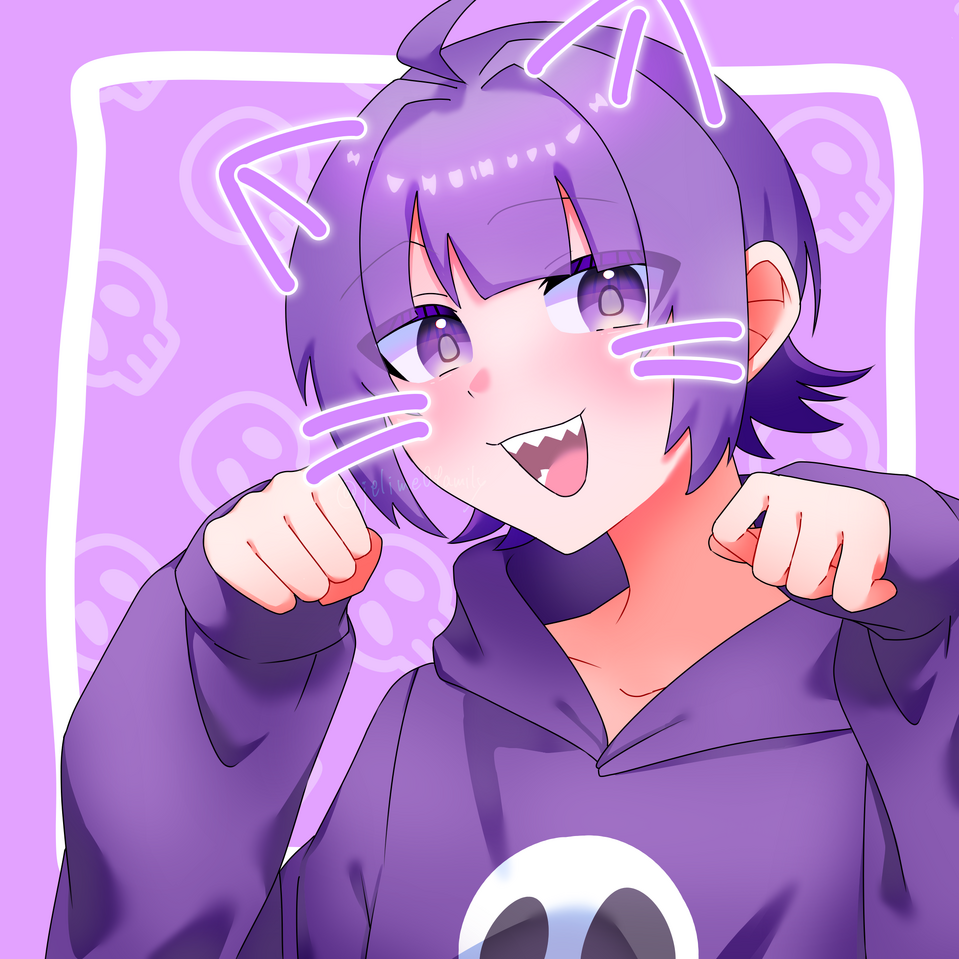 🤧🐱 Illust of SKUT_幸葉 実況者 illustration digital purple 日常組 しにがみ