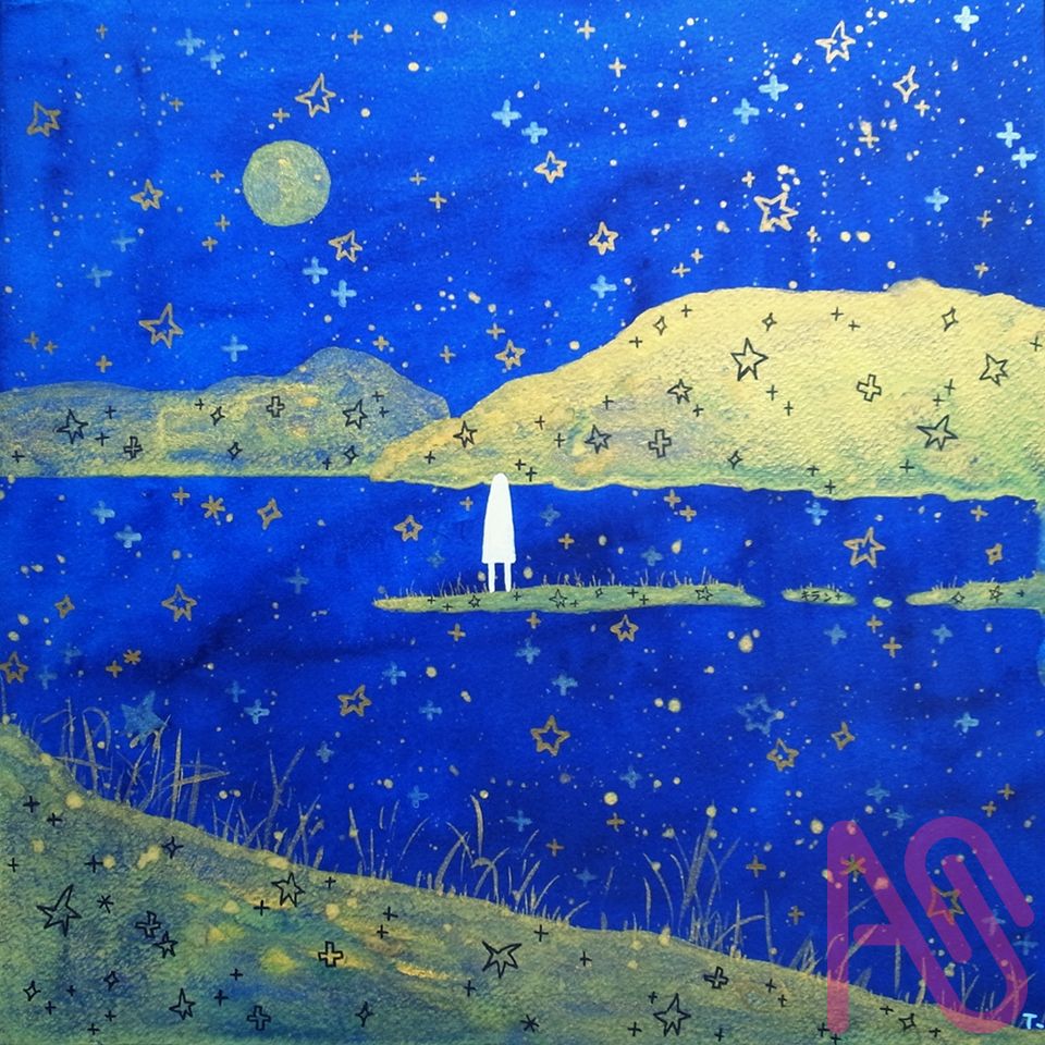 空夜 加筆 Illust of かみやま girl watercolor art original キラキラ scenery analog