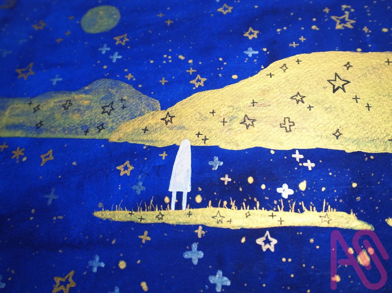 空夜 加筆 Illust of かみやま girl watercolor art original キラキラ scenery analog
