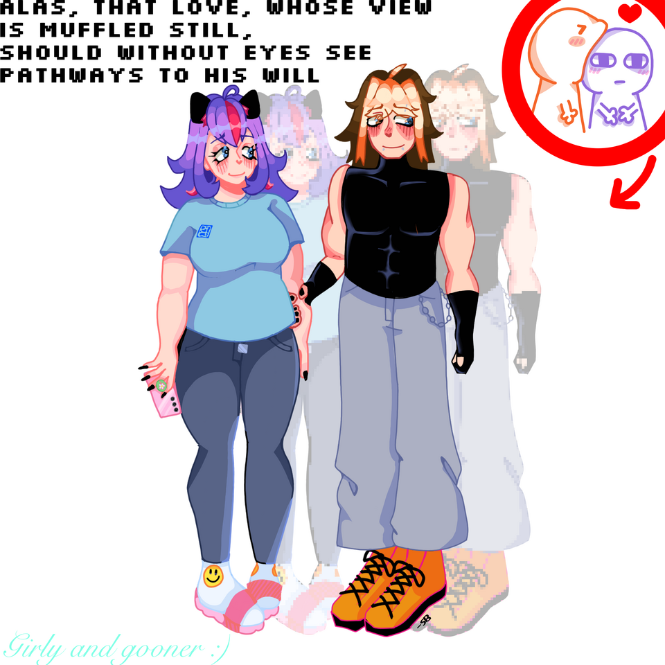 Couples of two Illust of ᯓSugarBrickᯓ(Quit) original digital oc animeartstyle SugarBrick