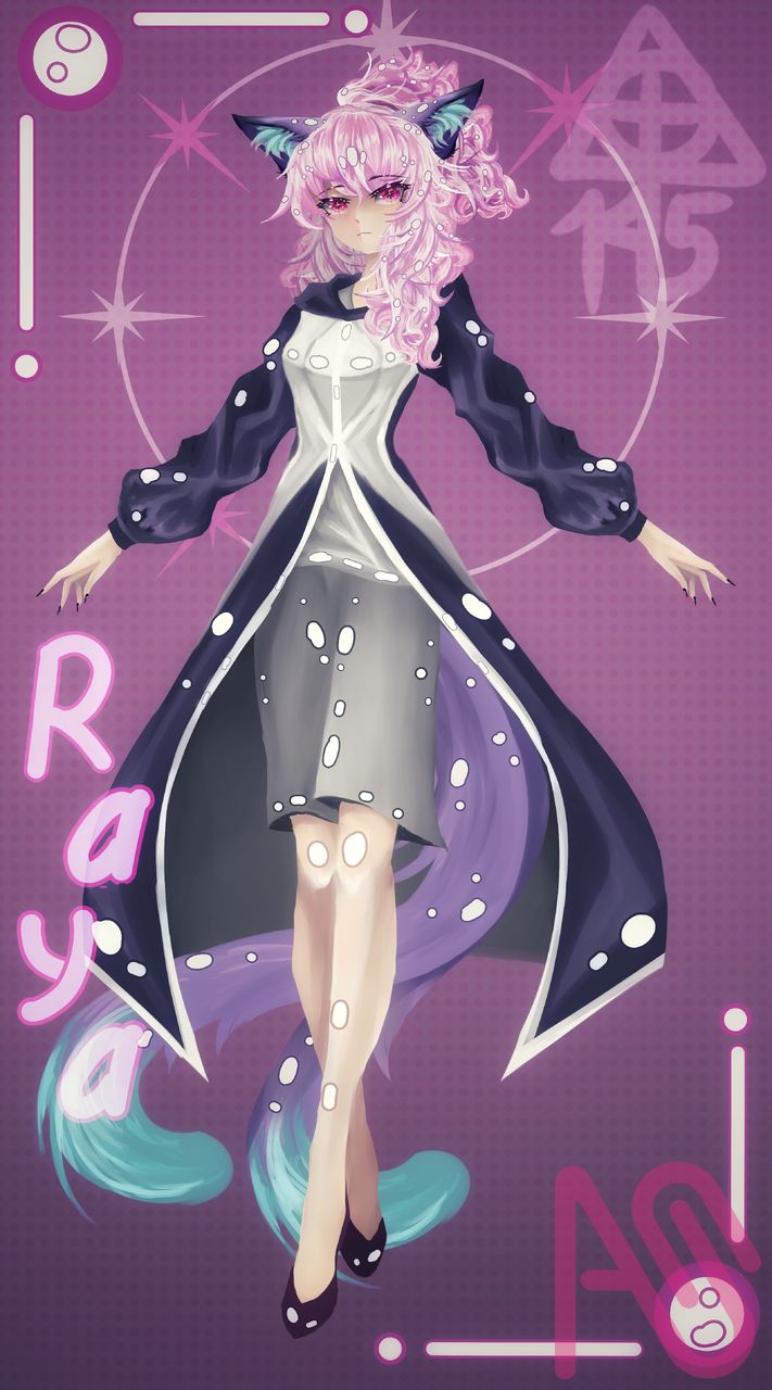 𓃠 Illust of ꒷꒥꒷ Som ꒷꒥꒷ painting cat girl pink art oc пушистый девушка-кошка некомару