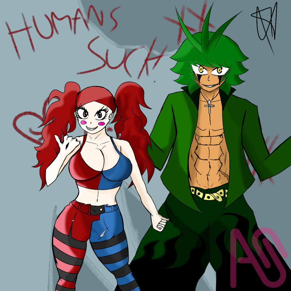Two Jokers: Shode and Ellie Illustration Illust of AngelicaFX75 painting anime medibang color background characterdesign