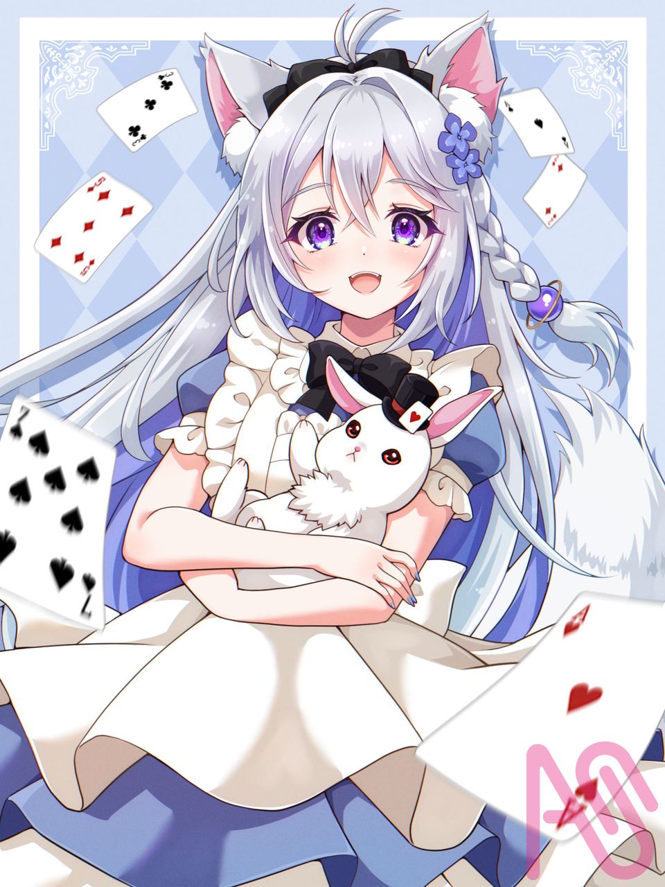 ART RAFFLE企画イラスト Illust of Yui Mirano@WhiteBearYM girl fanart request art commission animal_ears Artwork longhair virtual_YouTuber commissionart