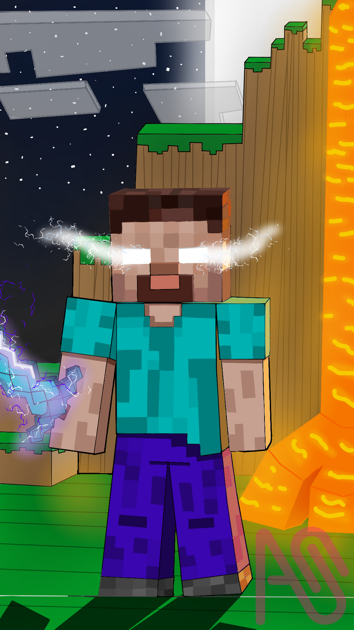 I drew a Minecraft world Illust of hoorx art anime original digital animeart ماين كرافت