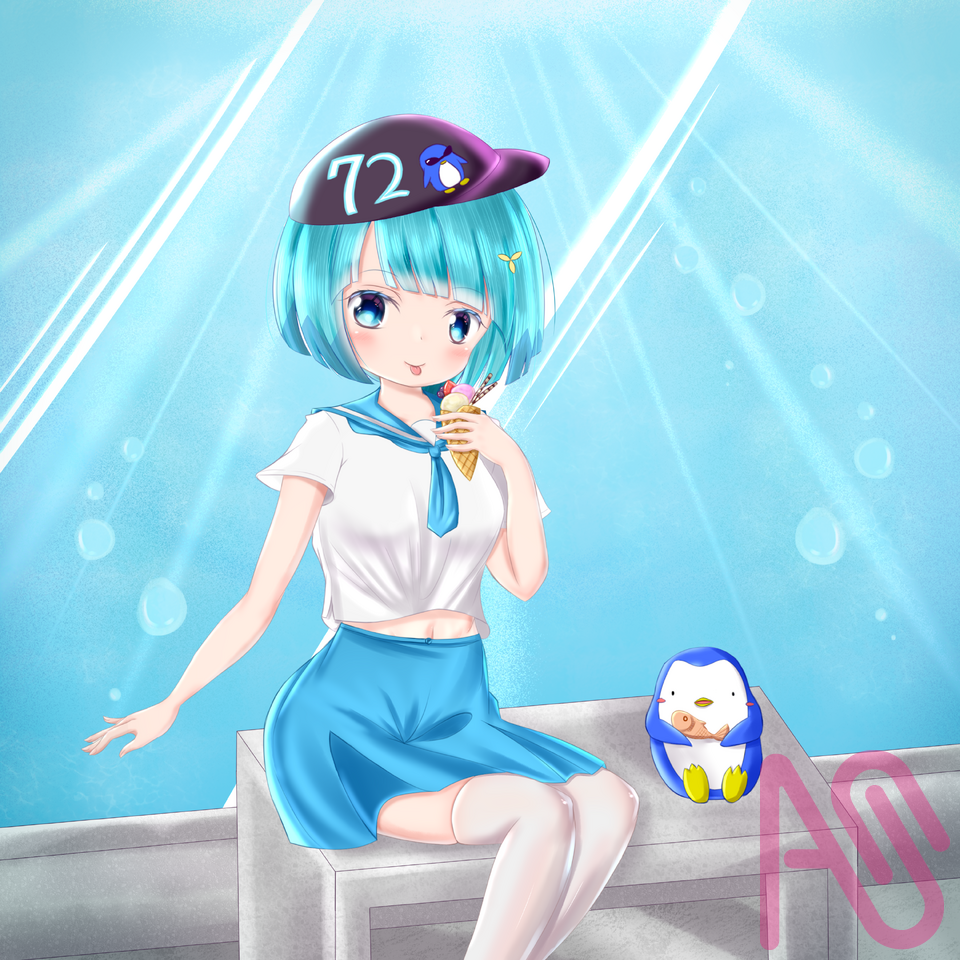 鵝鵝子 Illust of 路邊的野猫 girl fanart uniform cute kawaii よその子 過去絵 Penguin shorthair 絵柄が好みって人にフォローされたい