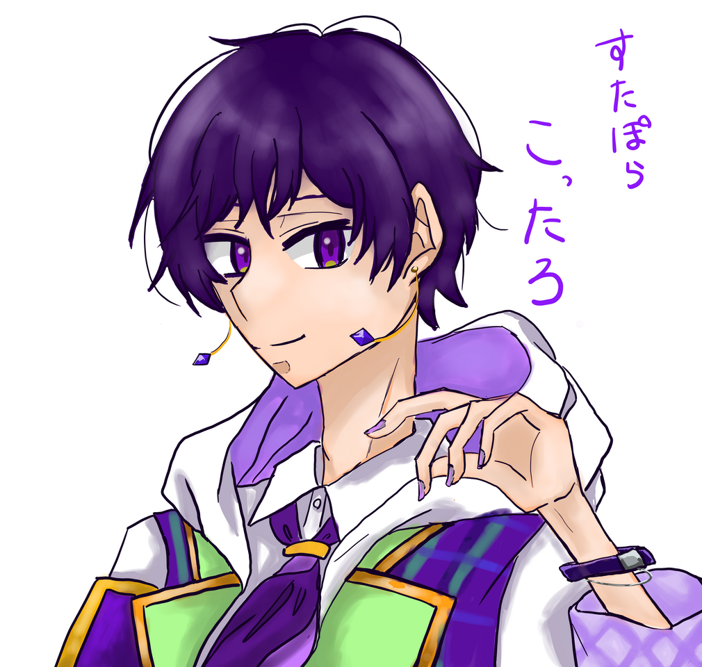 すたぽら　こったろ Illust of 青藍　涼　～代選中  11/27まで～ singer illustration medibangpaint purple カッコいい 推し すたぽら こったろ