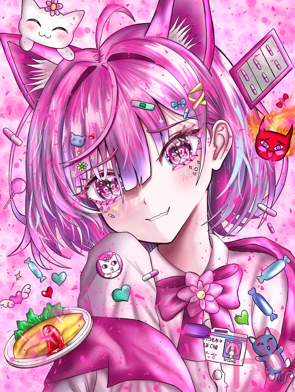 さくらもちゃちゃん！！！🩷🩷🩷 Illust of もんちた9_2_0Monchita⚡️💥 girl illustration art cute medibangpaint oc kawaii さくらもちゃーと ☆さくらもちの代選☆