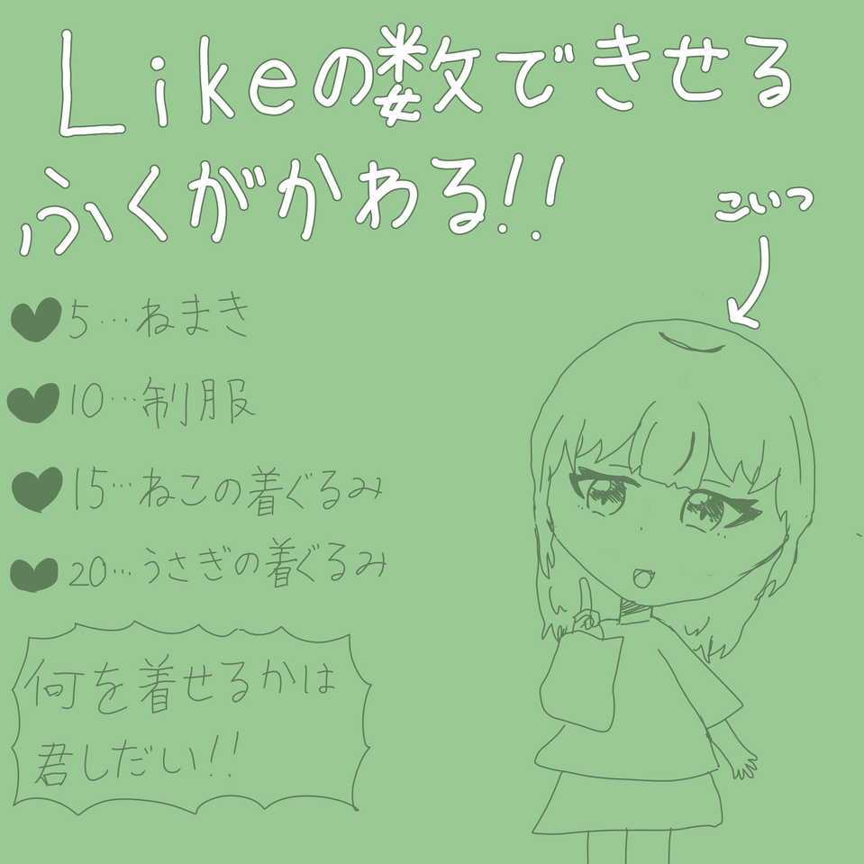 likeの数で着せる衣装が決まるﾖ(*^^*) Illust of めろんそーだ🍈🫧―代選中  1月5日まで― medibangpaint likeの数で着せる衣装が決まる！