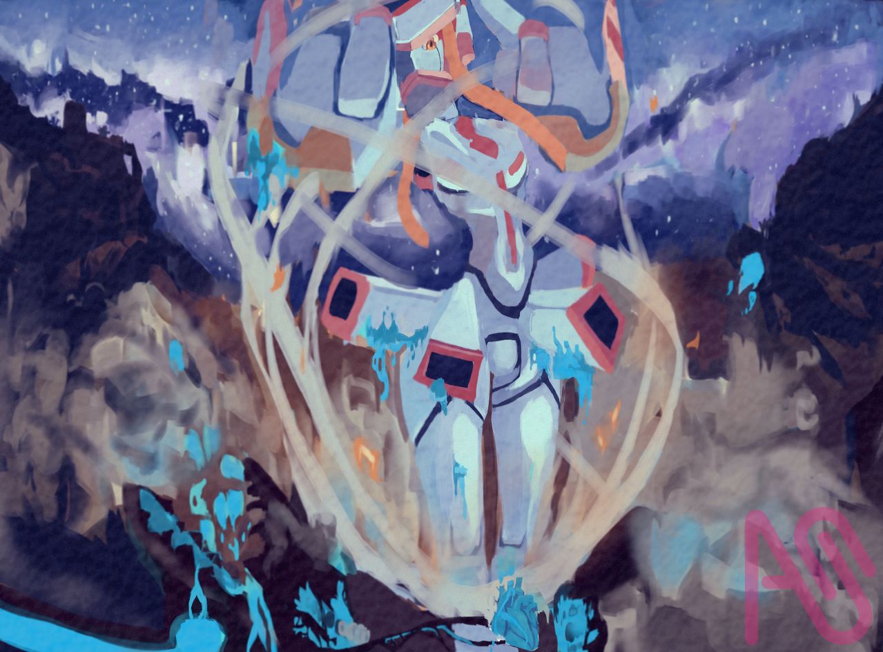 Darling crush Illust of Potibuu action girl anime character robot mecha desert DARLINGintheFRANXX Scenary