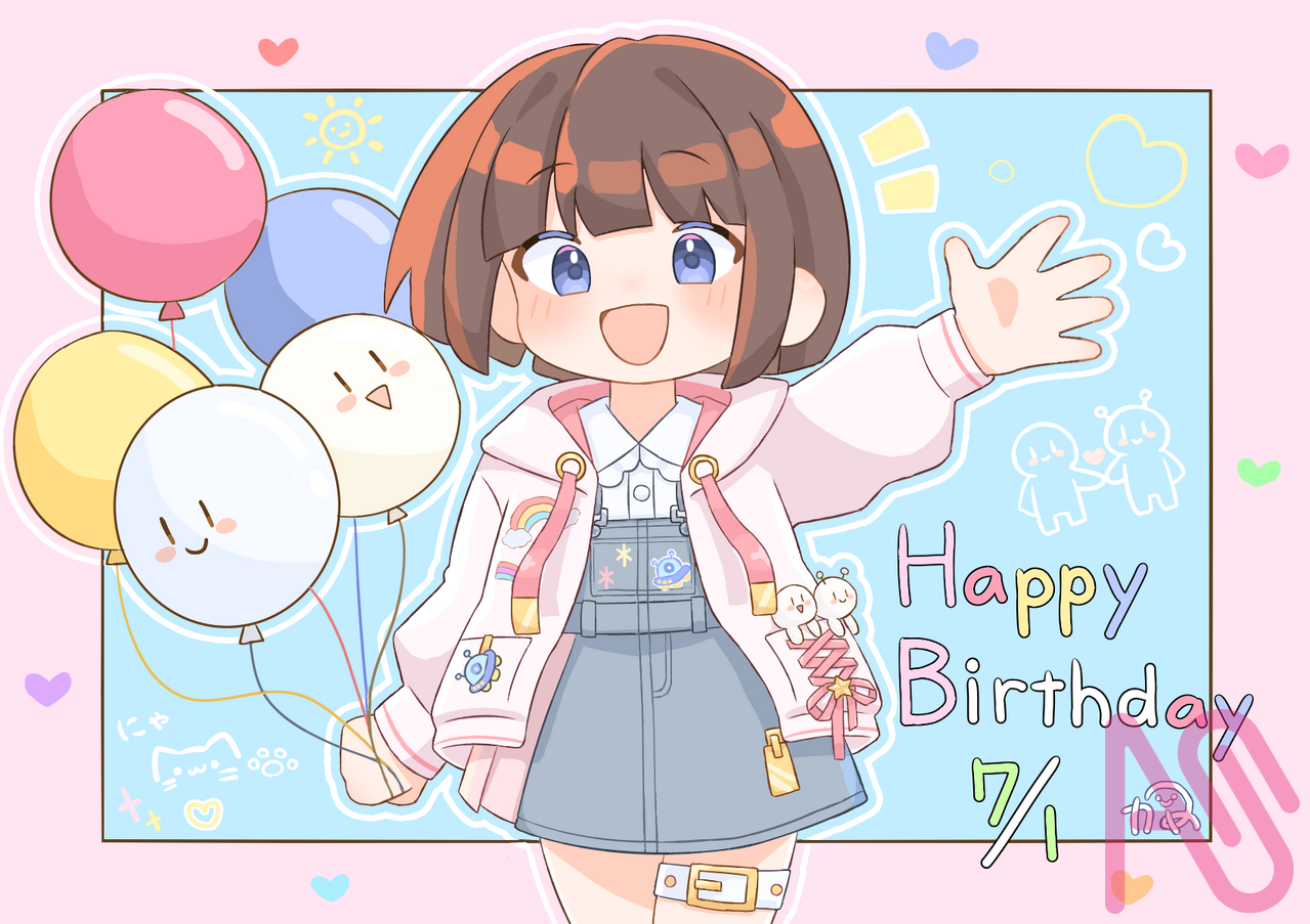 イチミルさんの誕生日！ Illust of かめろんぱん girl pink 誕生日イラスト Balloon 苺アートボックス