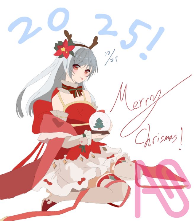 聖誕節～ Illust of アリス Traced_illustration anime 日本 Christmas 長髮 女生 自創人物 灰毛