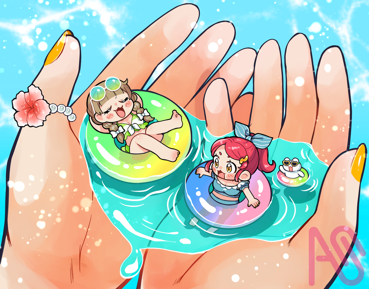手のなかのプール Illust of おもち HUIONIllustrationContest2025 girl summer original oc contest swimsuit 泳ぐ