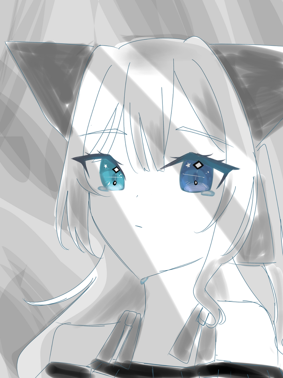 雫（紹介文見てください） Illust of nekomiya mikuri／미쿠리  🤍🫧🩵 girl illustration 大切なお知らせ 猫宮美久璃
