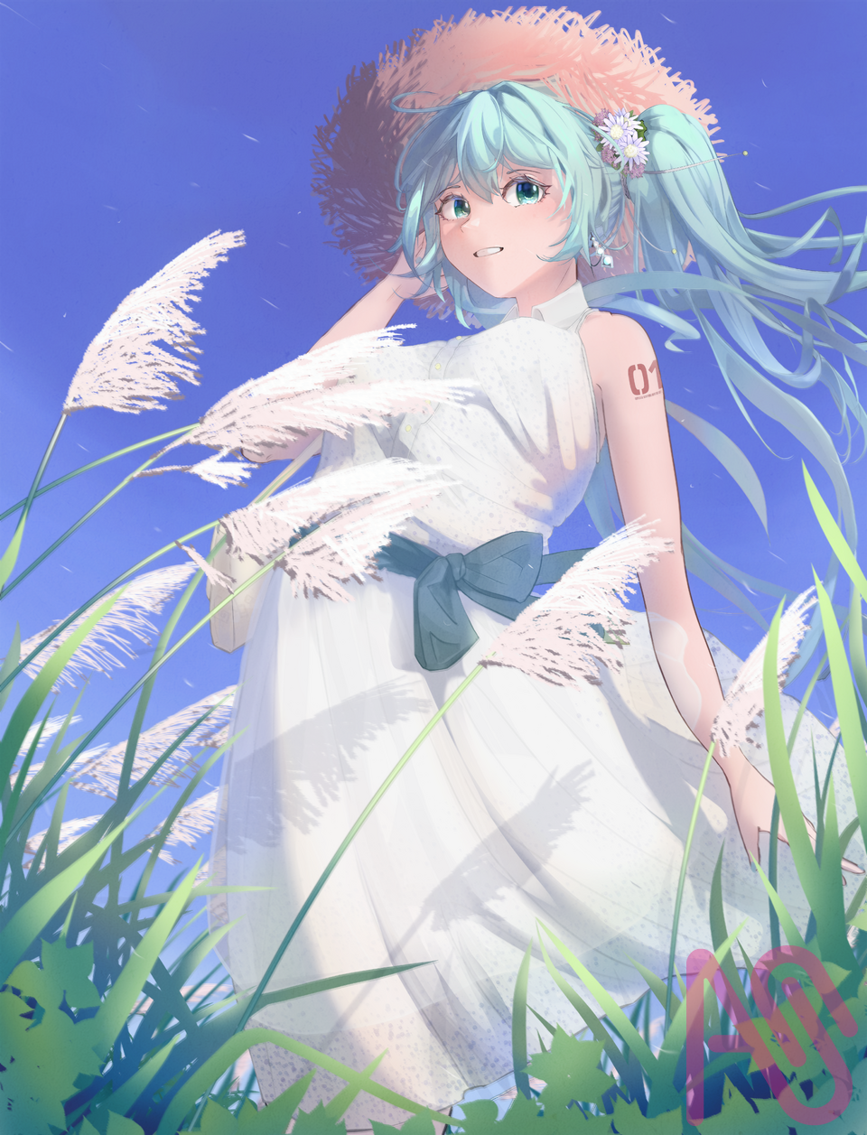 Untitled Illust of Geeba girl fanart impasto summer hatsunemiku illustration cute kawaii animegirl miku