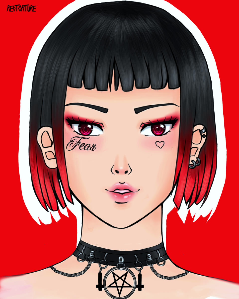 Red Ombre Hair Anime Girl Redtorture イラスト Art Street アートストリート Red Ombre Hair Anime Girl Redtorture イラスト Art Street アートストリート