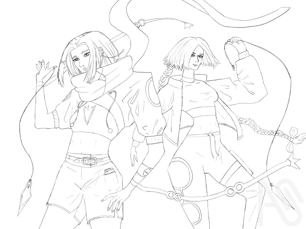 Mega Rayquaza and Rayquaza as humans Illust of RJH Art girl woman sketch pokemon portrait green fighter Rayquaza