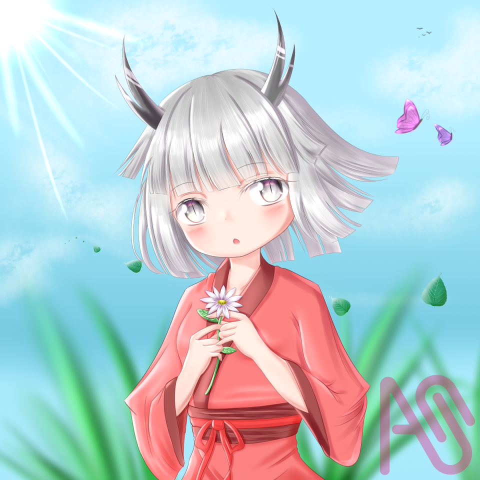 天末 Illust of 路邊的野猫 girl fanart cute horn kawaii loli よその子 過去絵 shorthair 絵柄が好みって人にフォローされたい