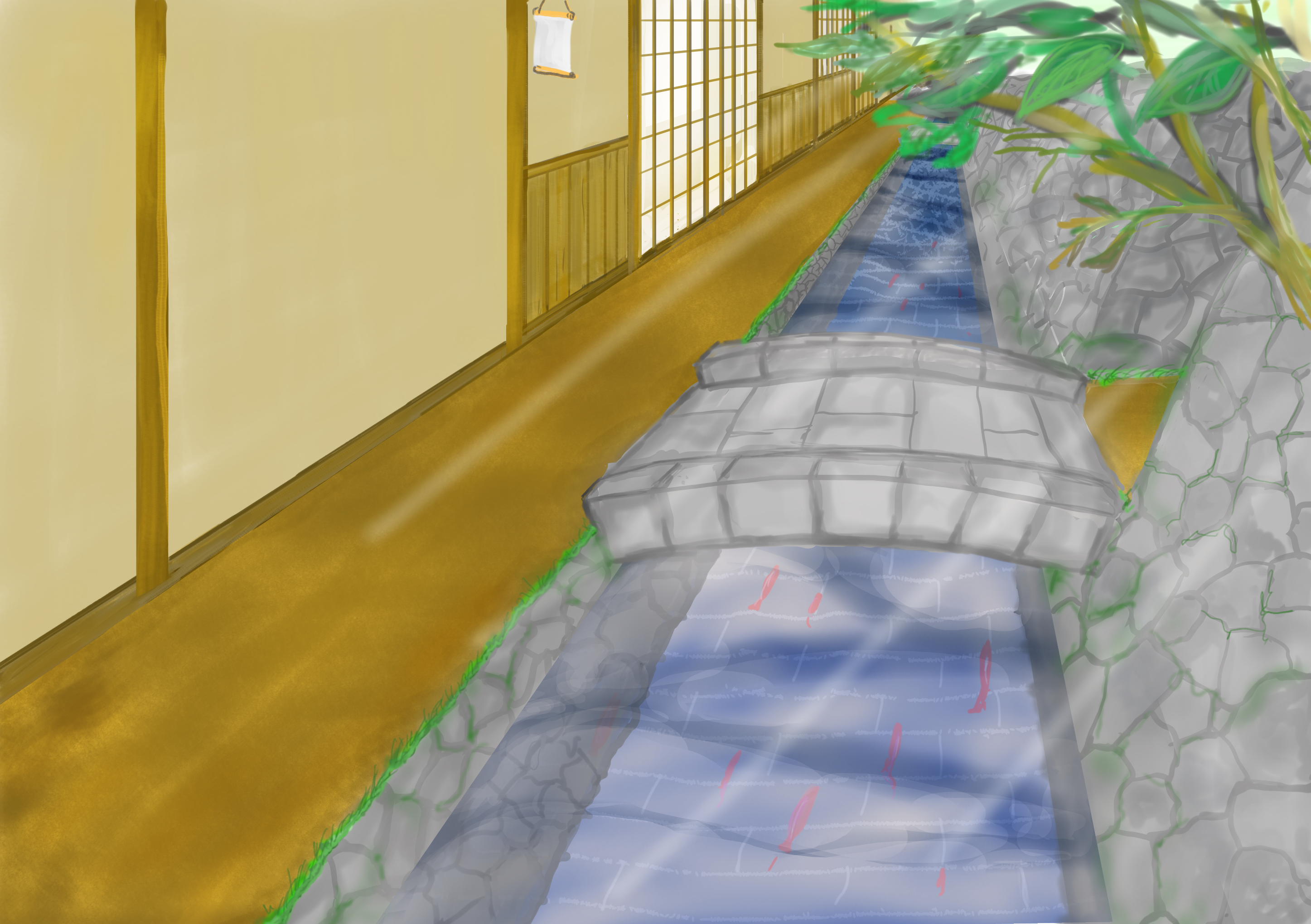 水と石垣2 タロウぽん イラスト Art Street アートストリート