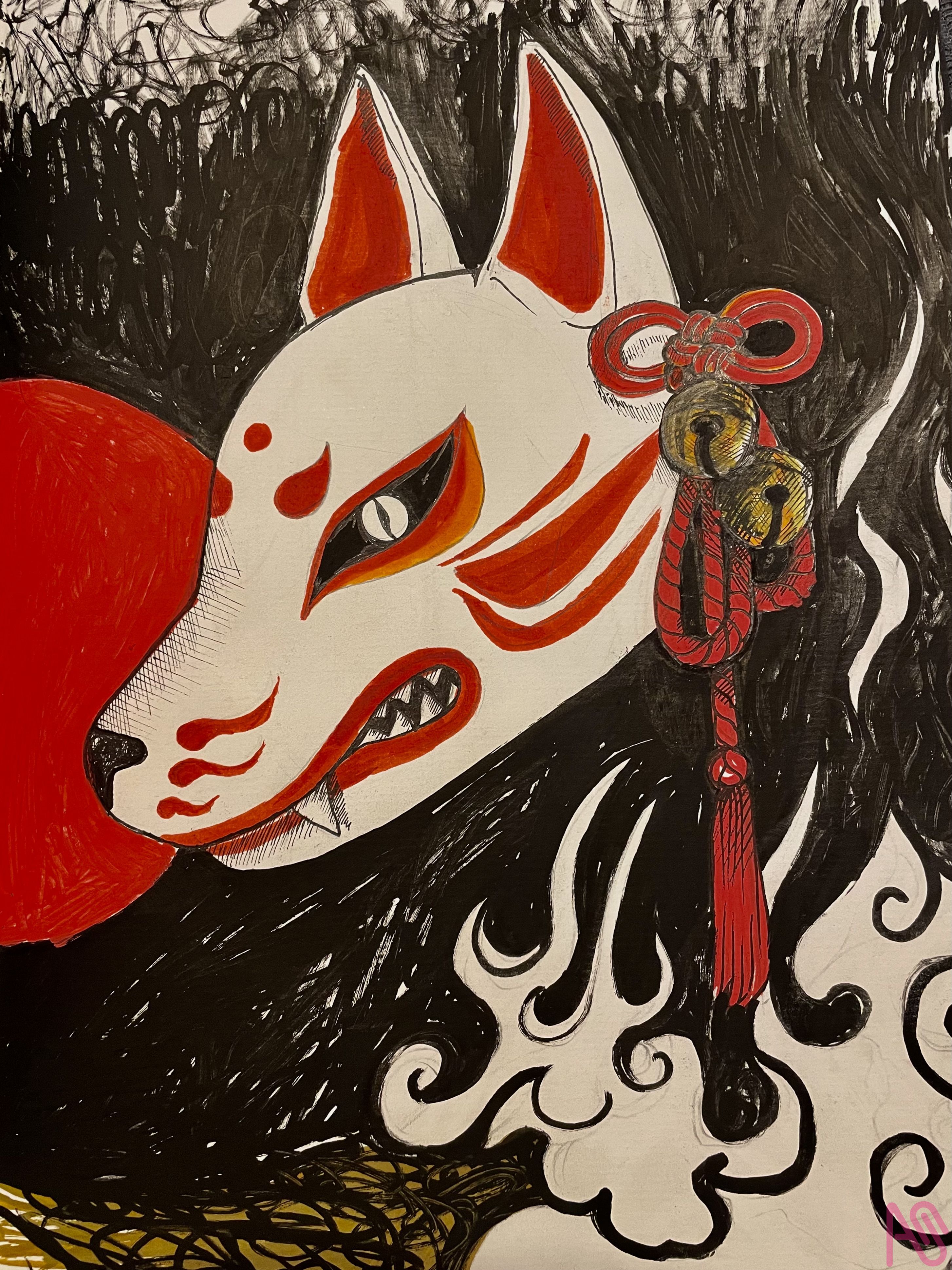 Kitsune mask with bells RalucaZ19 Illustrations ART street