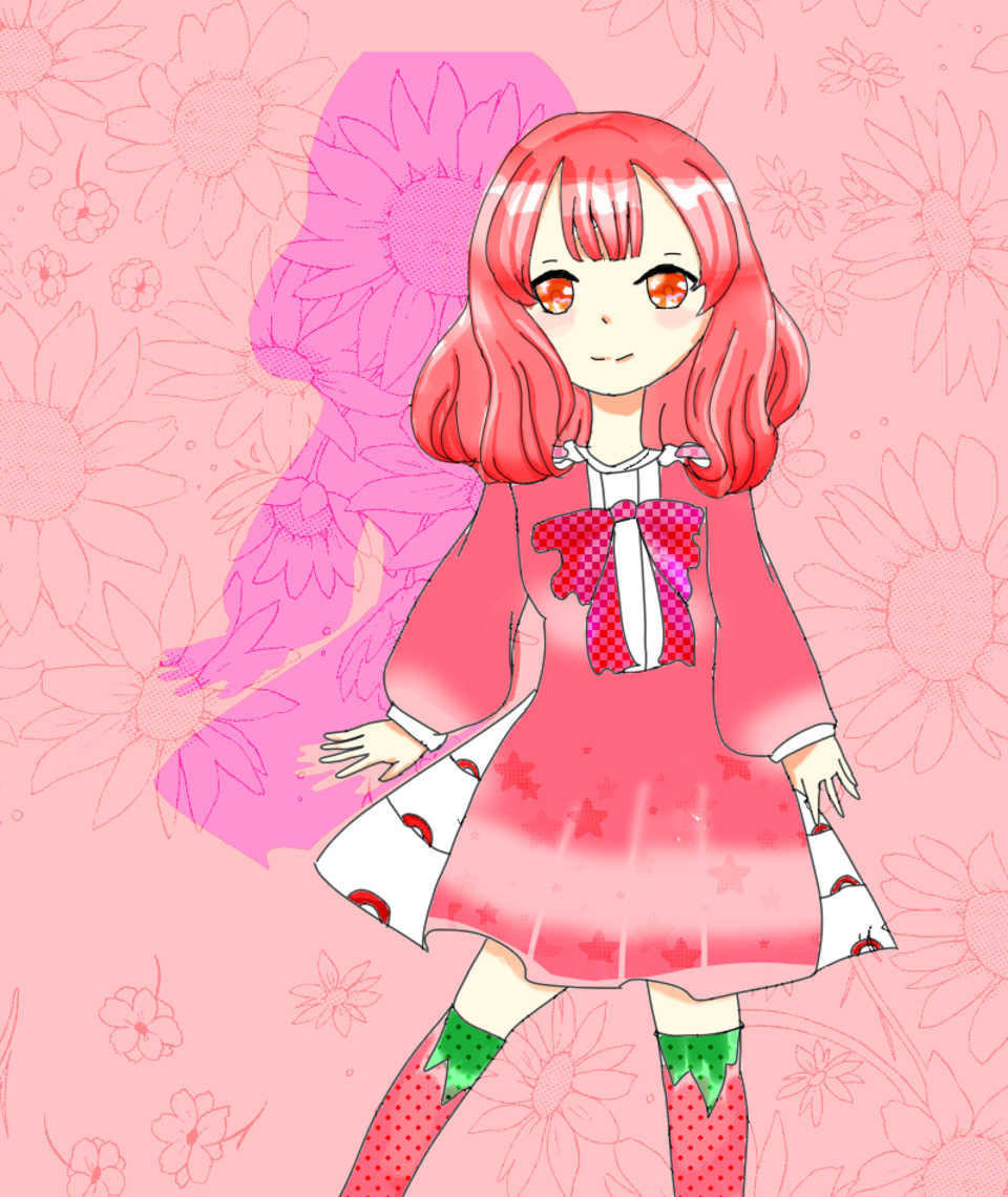 創作【いちごちゃん】手描きイラスト 下絵付き いちごちゃん～Strawberry Girl～ 動画＆テキスト(PDF)セット
