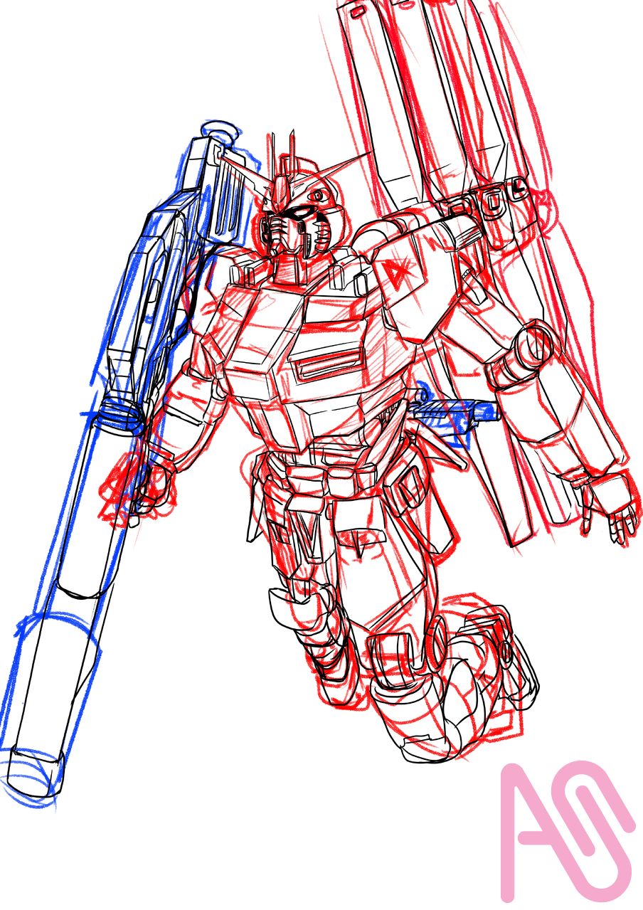 Nu Gundam Joins the war Illust of Adhi Trahono mecha GUNDAM superrobot νガンダムの日