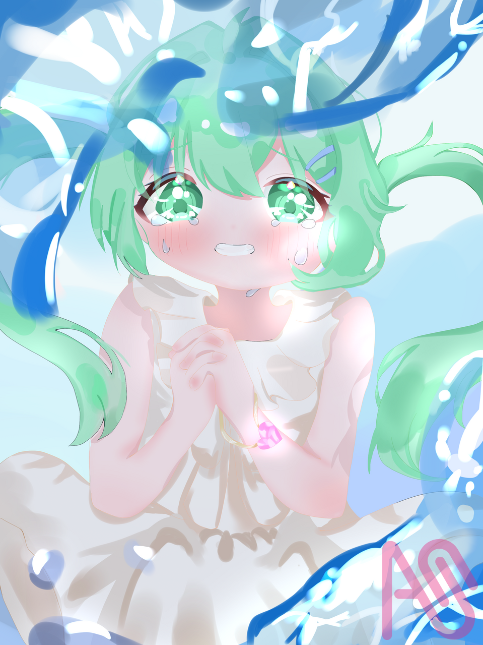 願い Illust of みたらしのお餅。 girl kawaii sea water 泣いてる