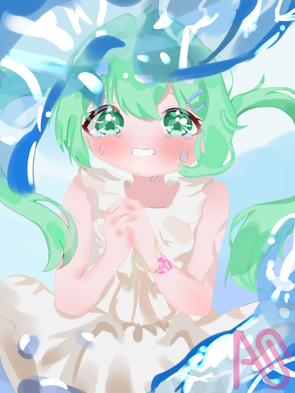 願い Illust of みたらしのお餅。 girl kawaii sea water 泣いてる