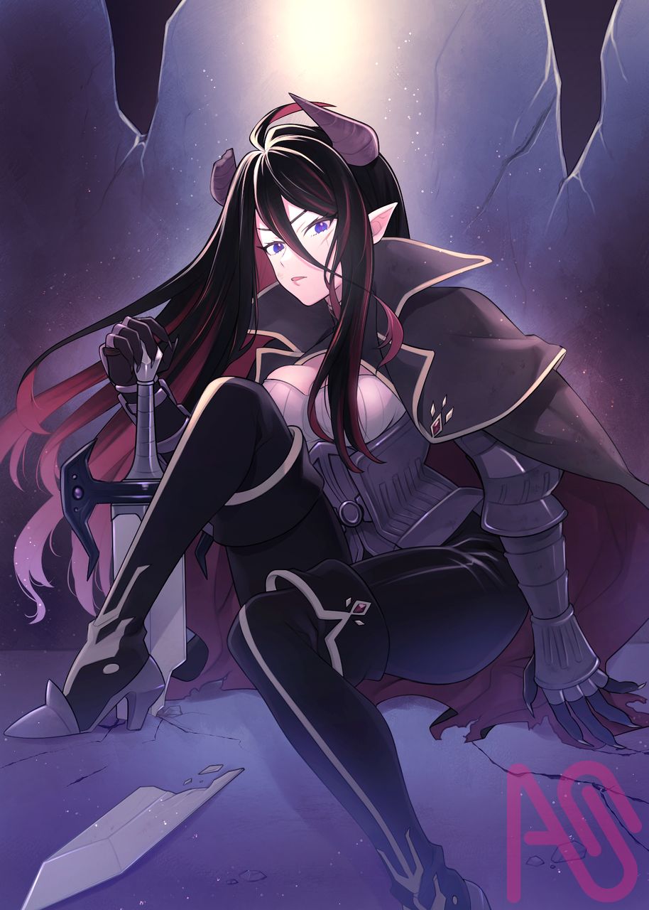 月光の下で、闇を抱く者 Illust of クマユ ダークファンタジー original oc 女騎士 創作ファンタジー