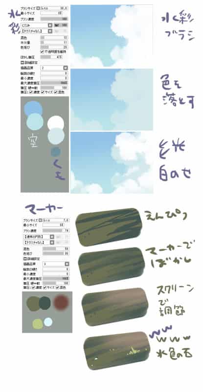 Saiで描く雲と地面メイキング 江口友火 イラスト Art Street アートストリート