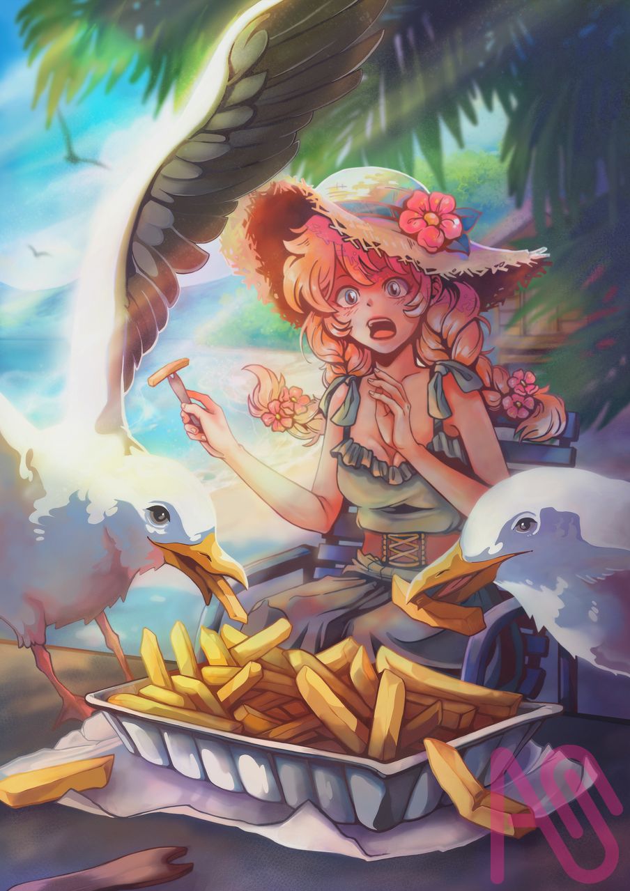 Lunchtime Bandits Illust of Art Zero HUIONIllustrationContest2025 girl summer drawing illustration art anime original digital oc color