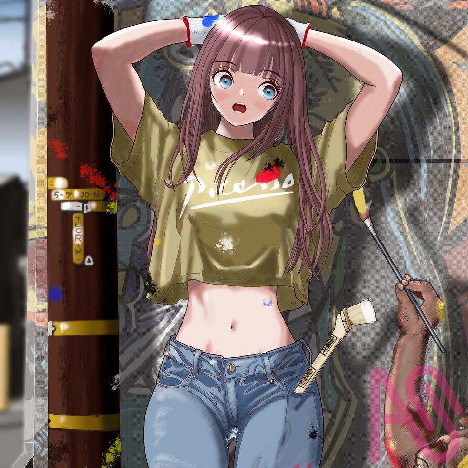 泣く女 Illust of アオキ girl oc schoolgirl SFファンタジー japanesegirl 名画オマージュ びっくり目 アオキガール 類人猿